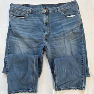 Levi Strauss & Co 505 Mens Jeans Blue Denim Straight Fit Size 42x30 Distressed
